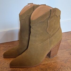 Marc Fisher Olive Suede Heeled Boots
